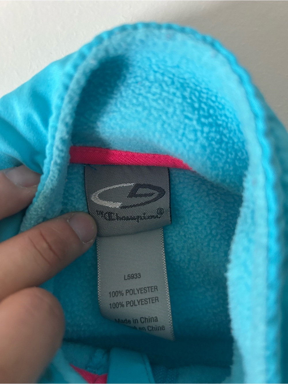 Champion Kids Teal Fleece Jacket with Pink Accents - Picture 3 of 4